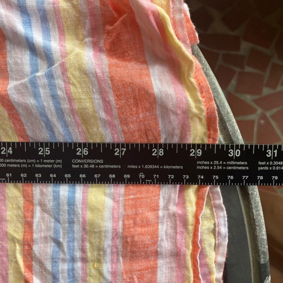 Talbots Plus Linen Square Neck Palm Stripe Blouse 3x Top - Picture 4 of 6